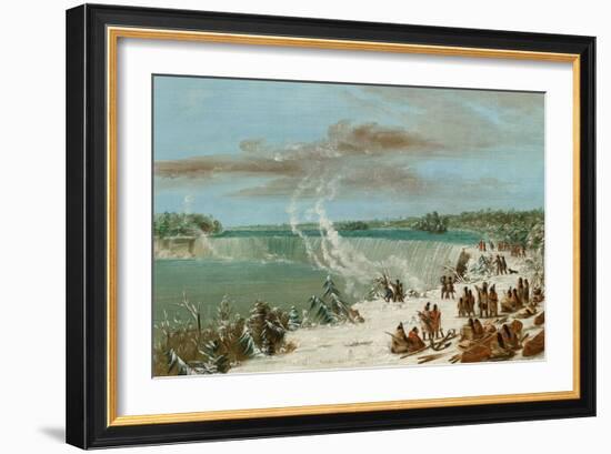 Portage around the Falls of Niagara at Table Rock, 1847- 48-George Catlin-Framed Giclee Print
