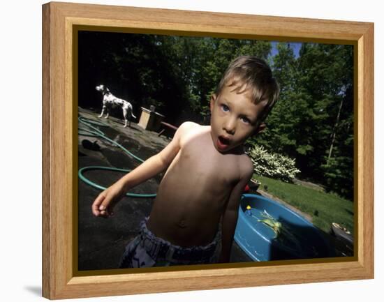 Portait of 4 Year Old Boy, Woodstock, New York, USA-Paul Sutton-Framed Premier Image Canvas