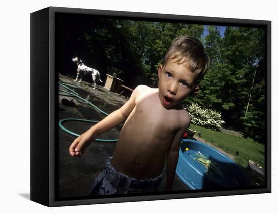 Portait of 4 Year Old Boy, Woodstock, New York, USA-Paul Sutton-Framed Premier Image Canvas