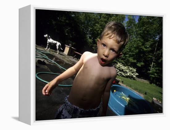 Portait of 4 Year Old Boy, Woodstock, New York, USA-Paul Sutton-Framed Premier Image Canvas