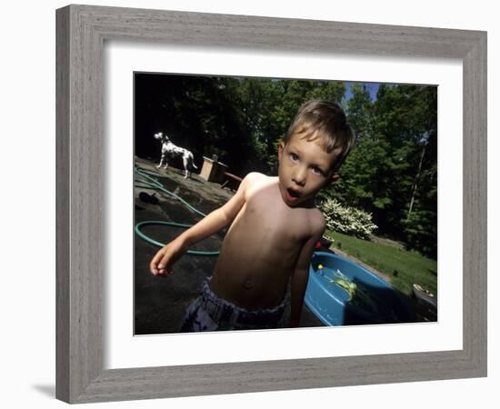 Portait of 4 Year Old Boy, Woodstock, New York, USA-Paul Sutton-Framed Photographic Print