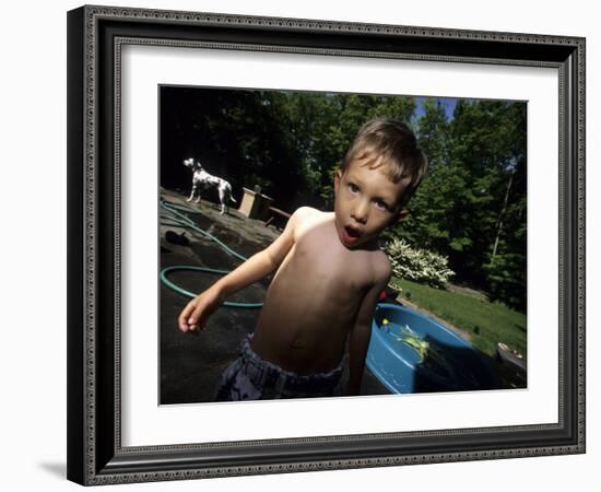 Portait of 4 Year Old Boy, Woodstock, New York, USA-Paul Sutton-Framed Photographic Print