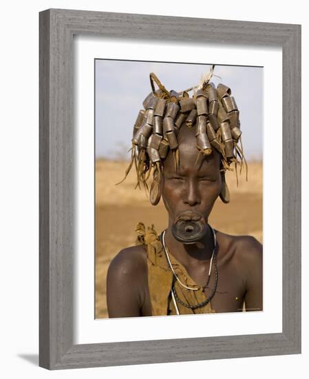 Portait of a Mursi Girl with Clay Lip Plate, Lower Omo Valley, Ethiopia-Gavin Hellier-Framed Photographic Print