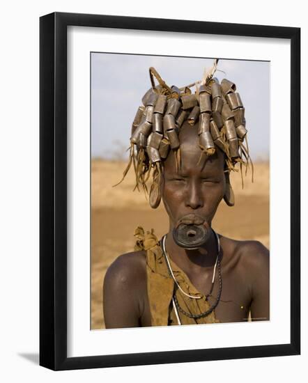 Portait of a Mursi Girl with Clay Lip Plate, Lower Omo Valley, Ethiopia-Gavin Hellier-Framed Photographic Print