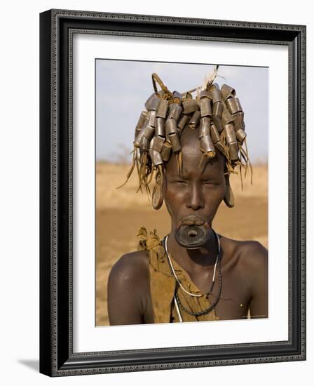 Portait of a Mursi Girl with Clay Lip Plate, Lower Omo Valley, Ethiopia-Gavin Hellier-Framed Photographic Print