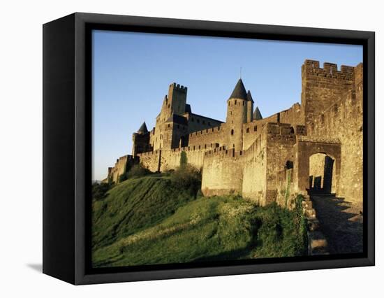 Porte d'Aude, Entrance to Walled and Turreted Fortress of Cite, Carcassonne, Languedoc, France-Ken Gillham-Framed Premier Image Canvas