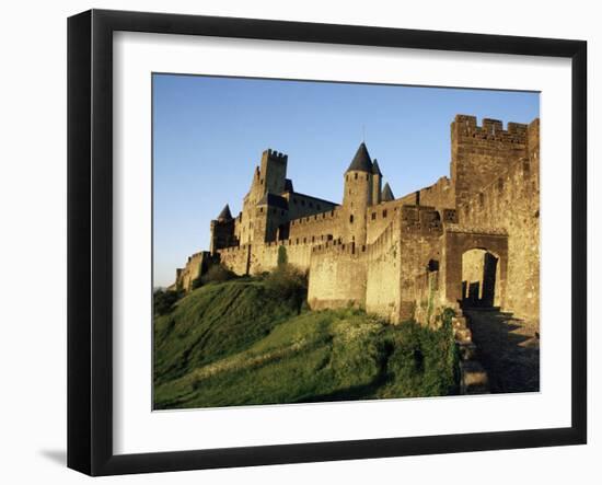 Porte d'Aude, Entrance to Walled and Turreted Fortress of Cite, Carcassonne, Languedoc, France-Ken Gillham-Framed Photographic Print