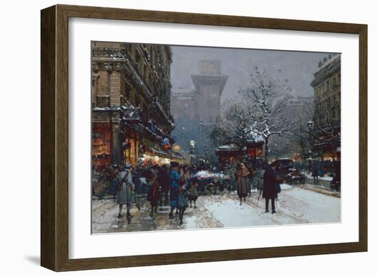 Porte St Denis, Paris black chalk and bodycolour-Eugene Galien-Laloue-Framed Giclee Print