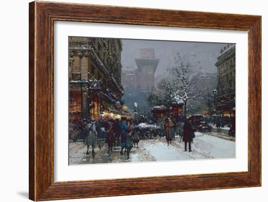 Porte St Denis, Paris black chalk and bodycolour-Eugene Galien-Laloue-Framed Giclee Print