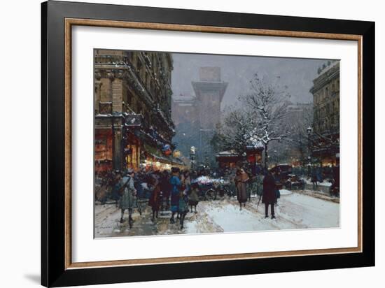 Porte St Denis, Paris black chalk and bodycolour-Eugene Galien-Laloue-Framed Giclee Print