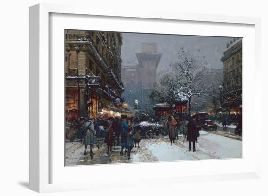 Porte St Denis, Paris black chalk and bodycolour-Eugene Galien-Laloue-Framed Giclee Print