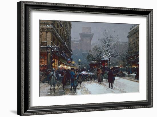 Porte St Denis, Paris black chalk and bodycolour-Eugene Galien-Laloue-Framed Giclee Print