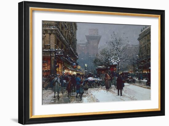 Porte St Denis, Paris black chalk and bodycolour-Eugene Galien-Laloue-Framed Giclee Print