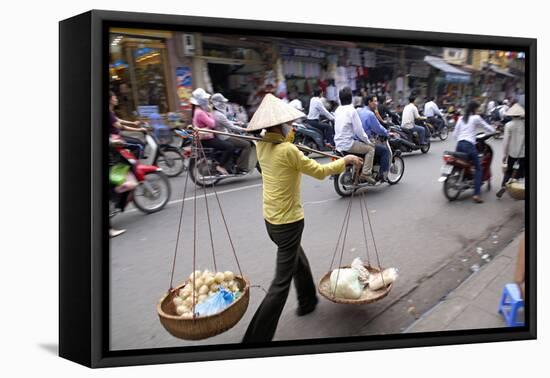 Porter in the Old Quarter, Hanoi, Vietnam, Indochina, Southeast Asia, Asia-Bruno Morandi-Framed Premier Image Canvas