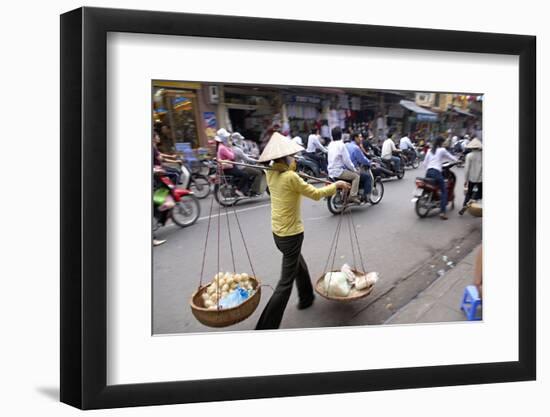 Porter in the Old Quarter, Hanoi, Vietnam, Indochina, Southeast Asia, Asia-Bruno Morandi-Framed Photographic Print