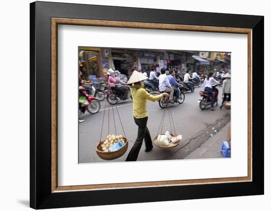 Porter in the Old Quarter, Hanoi, Vietnam, Indochina, Southeast Asia, Asia-Bruno Morandi-Framed Photographic Print