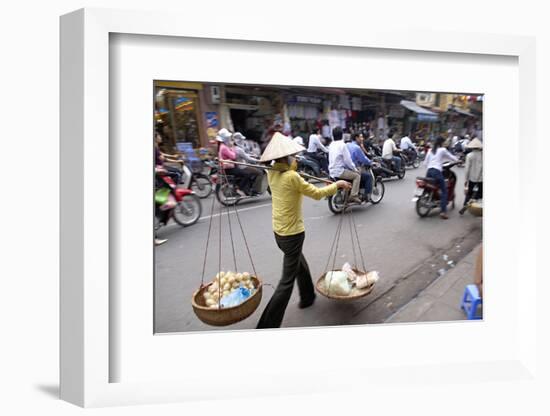 Porter in the Old Quarter, Hanoi, Vietnam, Indochina, Southeast Asia, Asia-Bruno Morandi-Framed Photographic Print