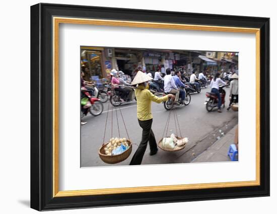 Porter in the Old Quarter, Hanoi, Vietnam, Indochina, Southeast Asia, Asia-Bruno Morandi-Framed Photographic Print