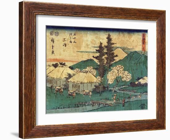 Porters Carrying Palanquins, Japanese Wood-Cut Print-Lantern Press-Framed Art Print