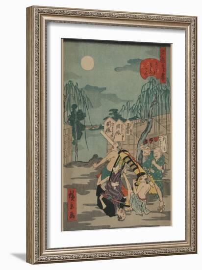 Porters Drop a Man Being Carried in a Sedan Chair-Ando Hiroshige-Framed Art Print