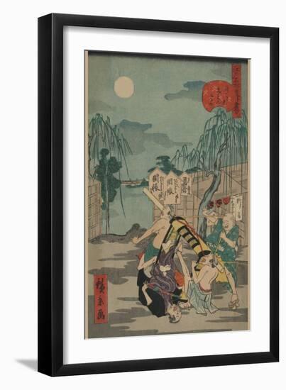 Porters Drop a Man Being Carried in a Sedan Chair-Ando Hiroshige-Framed Art Print