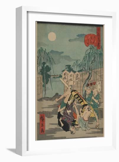 Porters Drop a Man Being Carried in a Sedan Chair-Ando Hiroshige-Framed Art Print