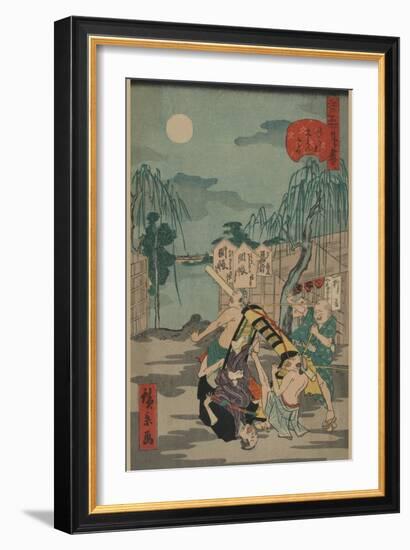 Porters Drop a Man Being Carried in a Sedan Chair-Ando Hiroshige-Framed Art Print