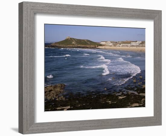 Porthmeor Beach and St. Ives Head, St. Ives, Cornwall, England, United Kingdom-Ken Gillham-Framed Photographic Print