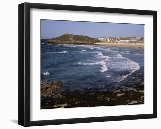 Porthmeor Beach and St. Ives Head, St. Ives, Cornwall, England, United Kingdom-Ken Gillham-Framed Photographic Print