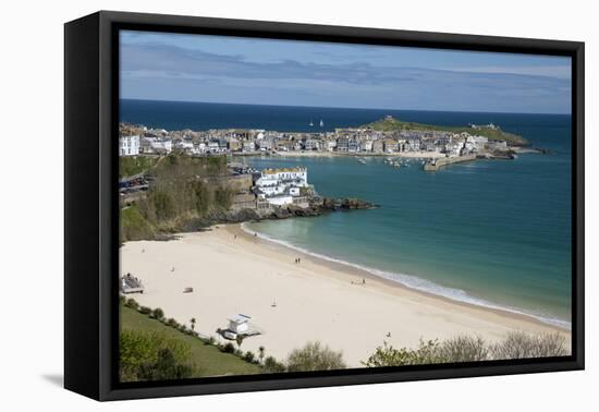 Porthminster Beach and Harbour, St. Ives, Cornwall, England, United Kingdom, Europe-Stuart Black-Framed Premier Image Canvas