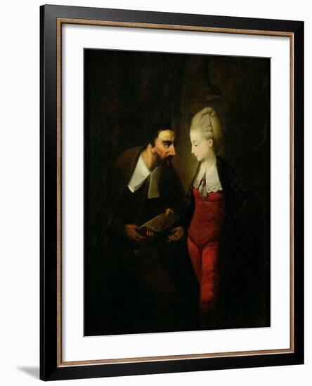 Portia and Shylock from 'The Merchant of Venice' Act IV, Scene I, c.1778-Edward Alcock-Framed Giclee Print