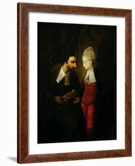 Portia and Shylock from 'The Merchant of Venice' Act IV, Scene I, c.1778-Edward Alcock-Framed Giclee Print