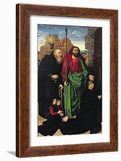 Portinari Altarpiece, St. Thomas and St. Anthony with Tommaso Portinari and Two Sons, c.1479-Hugo van der Goes-Framed Giclee Print