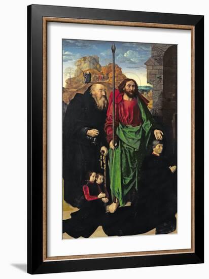 Portinari Altarpiece, St. Thomas and St. Anthony with Tommaso Portinari and Two Sons, c.1479-Hugo van der Goes-Framed Giclee Print