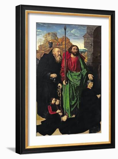 Portinari Altarpiece, St. Thomas and St. Anthony with Tommaso Portinari and Two Sons, c.1479-Hugo van der Goes-Framed Giclee Print