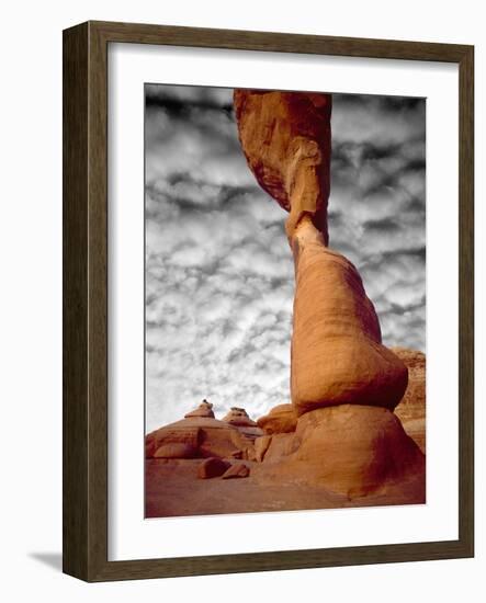 Portion of Delicate Arch Against Clouds, Arches National Park, Utah, USA-Jim Zuckerman-Framed Photographic Print