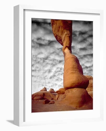 Portion of Delicate Arch Against Clouds, Arches National Park, Utah, USA-Jim Zuckerman-Framed Photographic Print