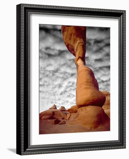 Portion of Delicate Arch Against Clouds, Arches National Park, Utah, USA-Jim Zuckerman-Framed Photographic Print