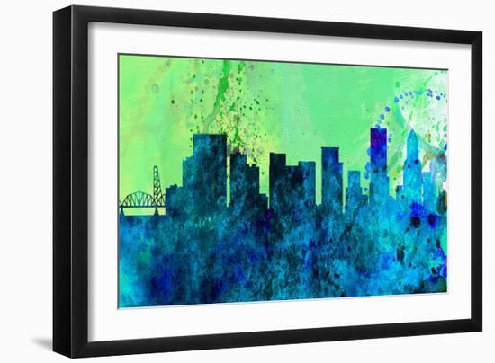 Portland City Skyline-NaxArt-Framed Art Print