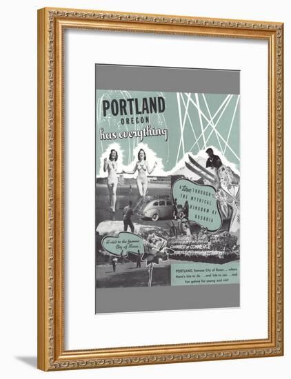 Portland Has Everything, Oregon Travel Poster-null-Framed Art Print