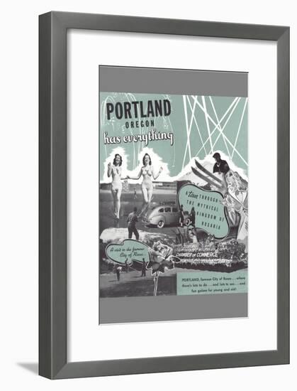 Portland Has Everything, Oregon Travel Poster-null-Framed Art Print