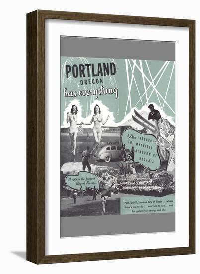 Portland Has Everything, Oregon Travel Poster-null-Framed Art Print