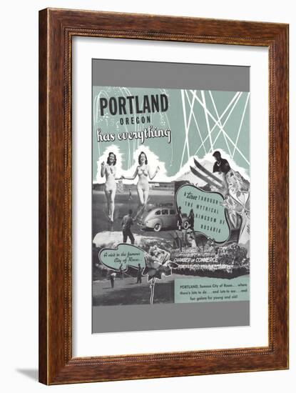 Portland Has Everything, Oregon Travel Poster-null-Framed Art Print