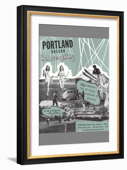 Portland Has Everything, Oregon Travel Poster-null-Framed Art Print