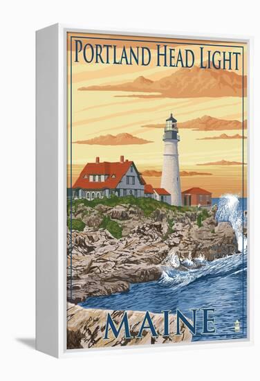 Portland Head Light - Portland, Maine-Lantern Press-Framed Stretched Canvas