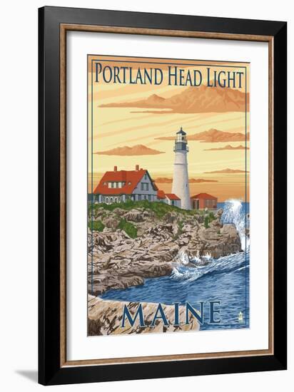 Portland Head Light - Portland, Maine-Lantern Press-Framed Art Print