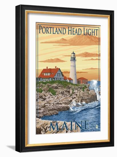 Portland Head Light - Portland, Maine-Lantern Press-Framed Art Print