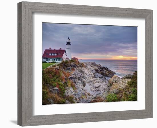 Portland Head Lighthouse at Sunrise, Portland, Maine, New England, USA, North America-Alan Copson-Framed Photographic Print