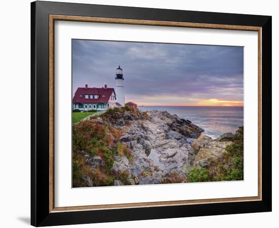 Portland Head Lighthouse at Sunrise, Portland, Maine, New England, USA, North America-Alan Copson-Framed Photographic Print