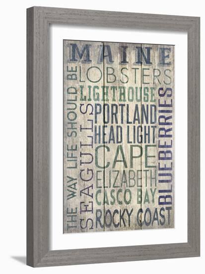 Portland Head Lighthouse, Maine - Barnwood Typography-Lantern Press-Framed Art Print